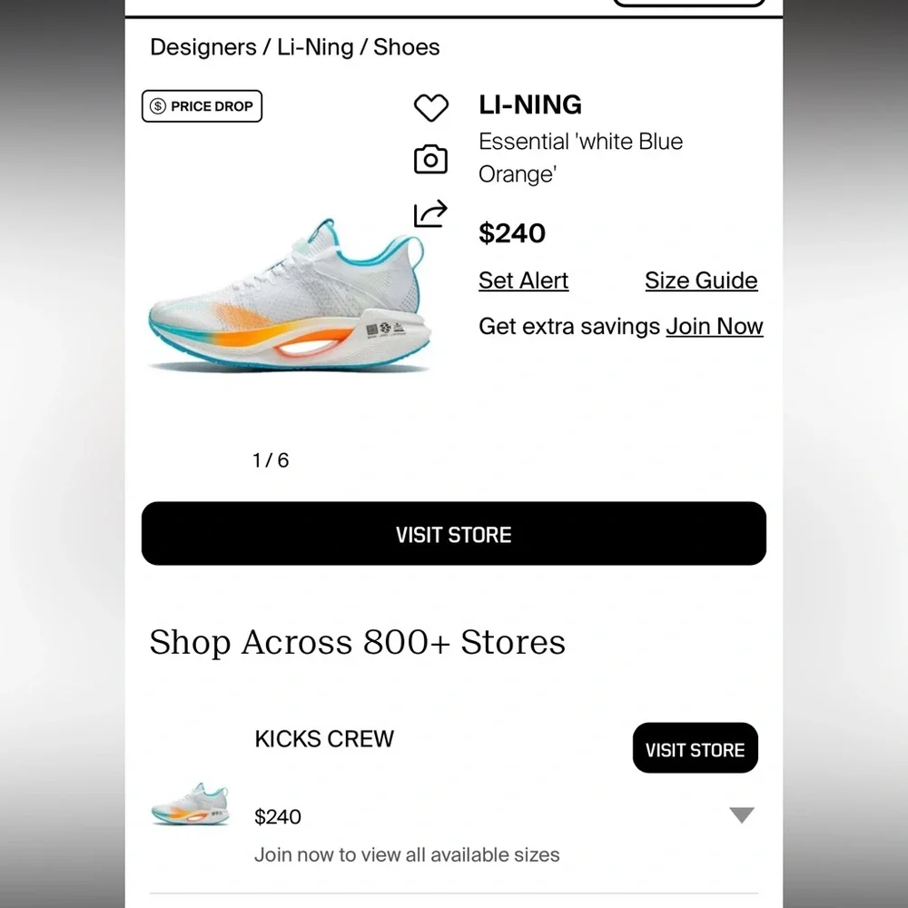 Li-Ning Essential Sneakers in White, Blue, and Orange - Picture 10 of 10
